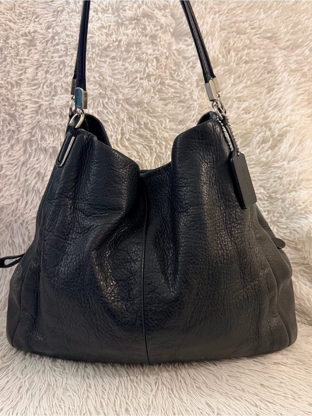 Coach Madison Phoebe 2013” Black Pebbled Leather Hobo Shoulder Bag #26224 - Picture 1 of 16